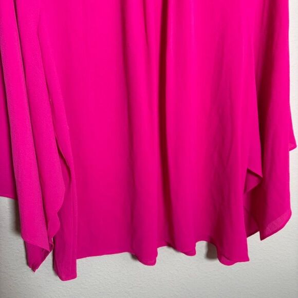 Vince Camuto Blouse Women's Medium Hot Pink Slouchy Round Neck Casual Top - Picture 3 of 10